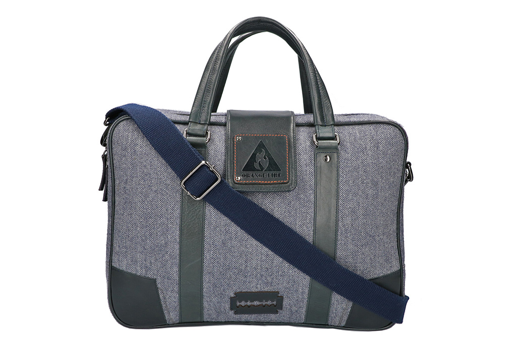 Thomas - Bolsa para Portátil de Tweed Azul