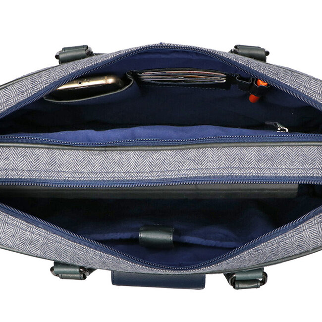 Thomas - Sac pour ordinateur portable en tweed Bleu