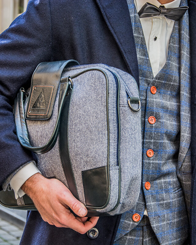 Thomas - Sac pour ordinateur portable en tweed Bleu