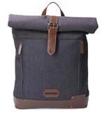 Bonnie - Tweed-Rolltop-Rucksack - Blau/Braun