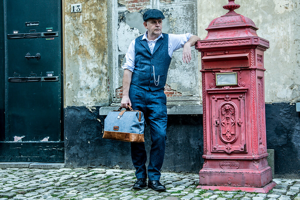 The Gambler - Tweed Duffle Bag - Blue/Beige