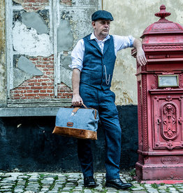 The Gambler - Tweed Duffle Bag - Blauw/Beige