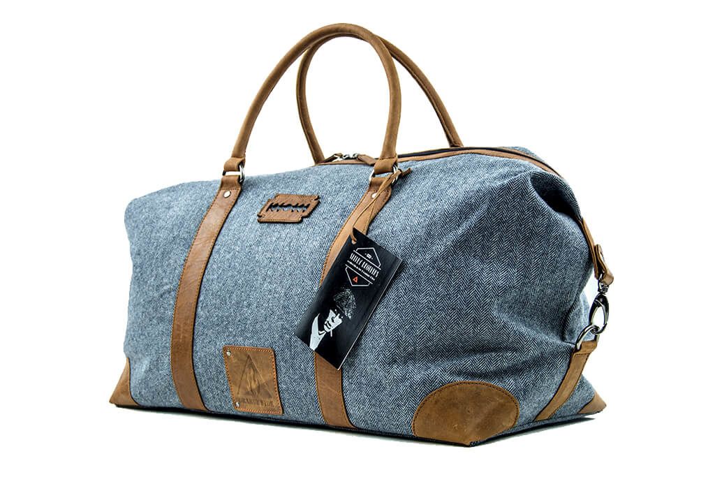 Camden Town - Tweed Duffle Bag - Blue/Beige