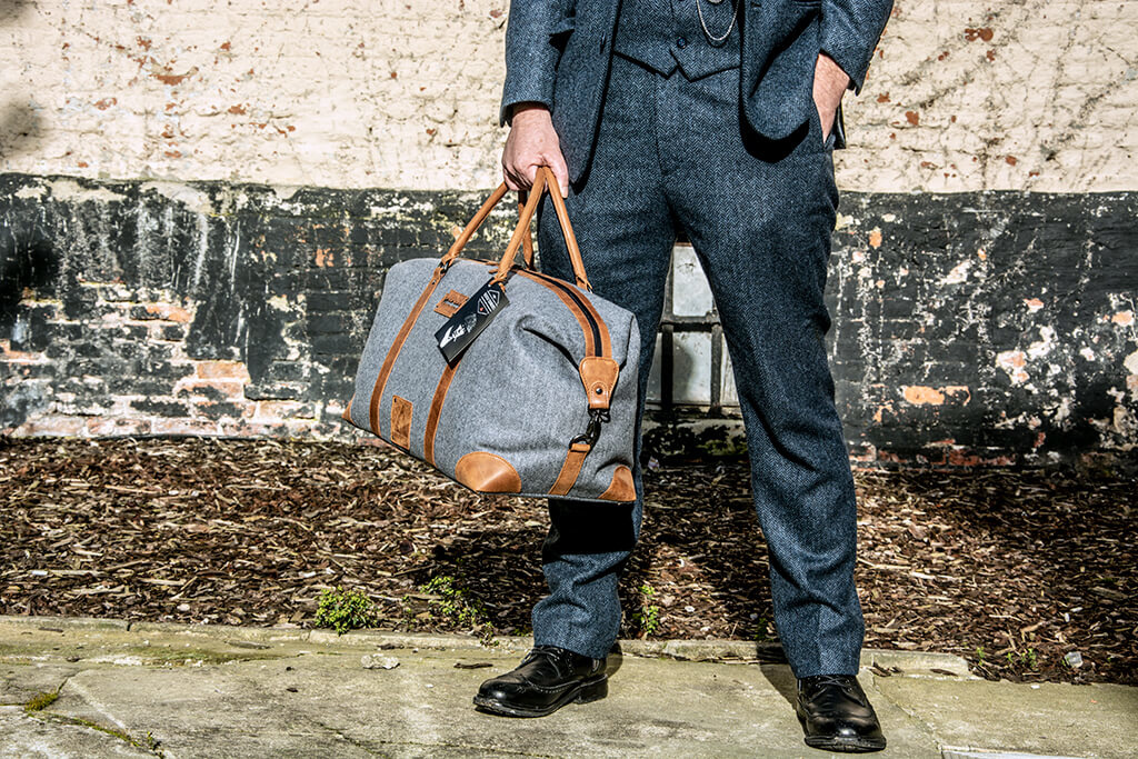 Camden Town - Tweed Duffle Bag - Blauw/Beige