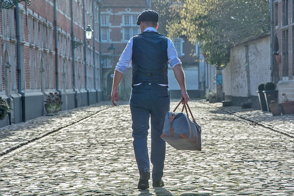 Camden Town - Tweed Duffle Bag - Blue/Beige