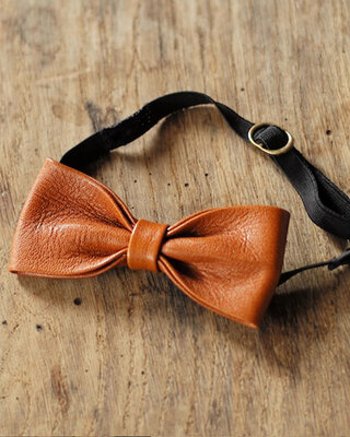 Nœud papillon en cuir Arthur cognac