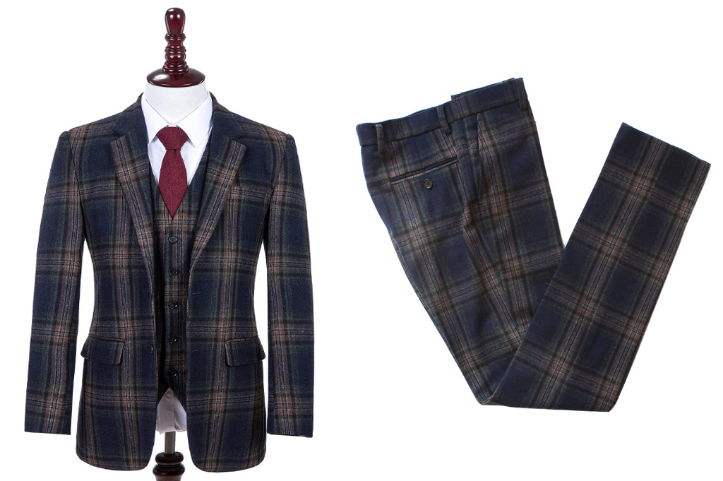 Traje sastre hombre | Traje 3 piezas | A cuadros azul noche | Danny Whizz-Bang | Peaky Blinders