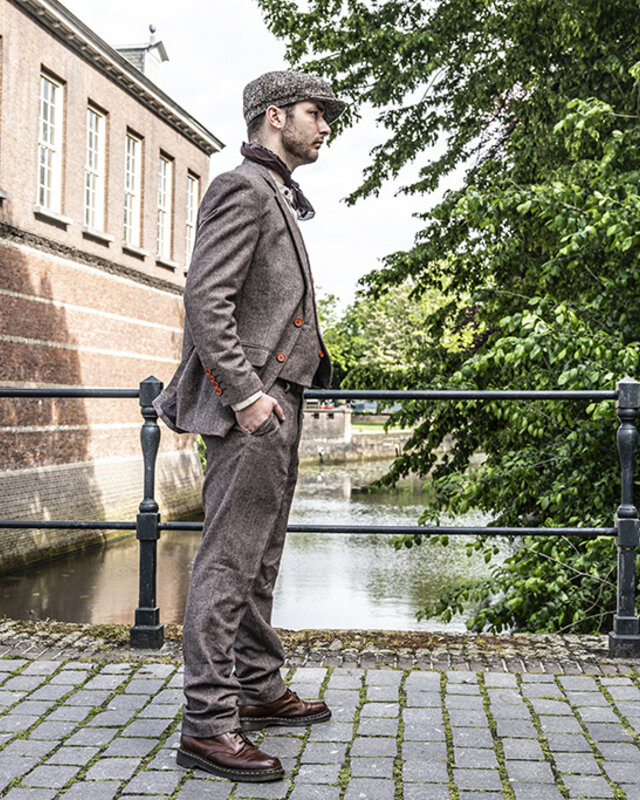 Maatpak voor heren | 3-delig pak | bruin Visgraat | Jeremiah Jezus | Peaky Blinders