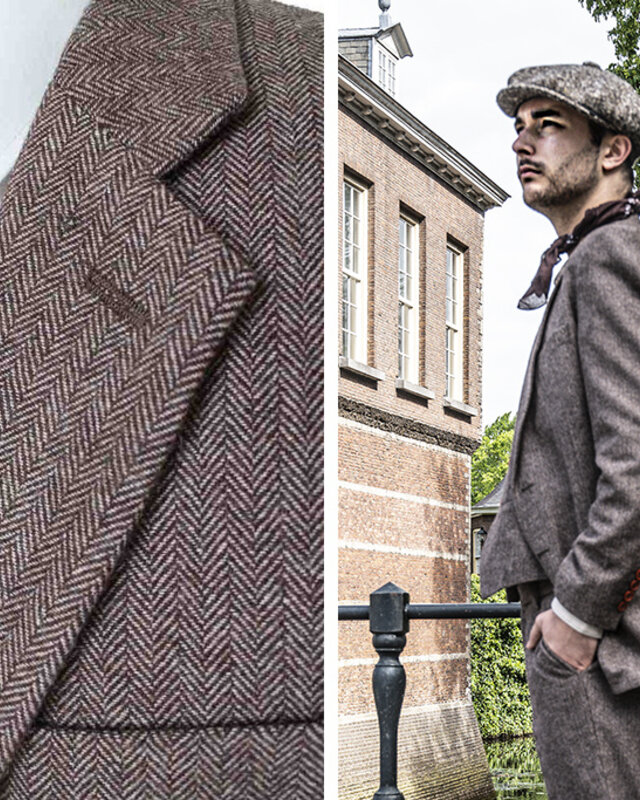 Maatpak voor heren | 3-delig pak | bruin Visgraat | Jeremiah Jezus | Peaky Blinders