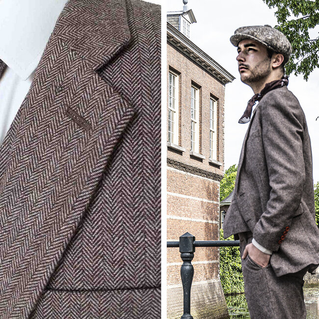 Maatpak voor heren | 3-delig pak | bruin Visgraat | Jeremiah Jezus | Peaky Blinders