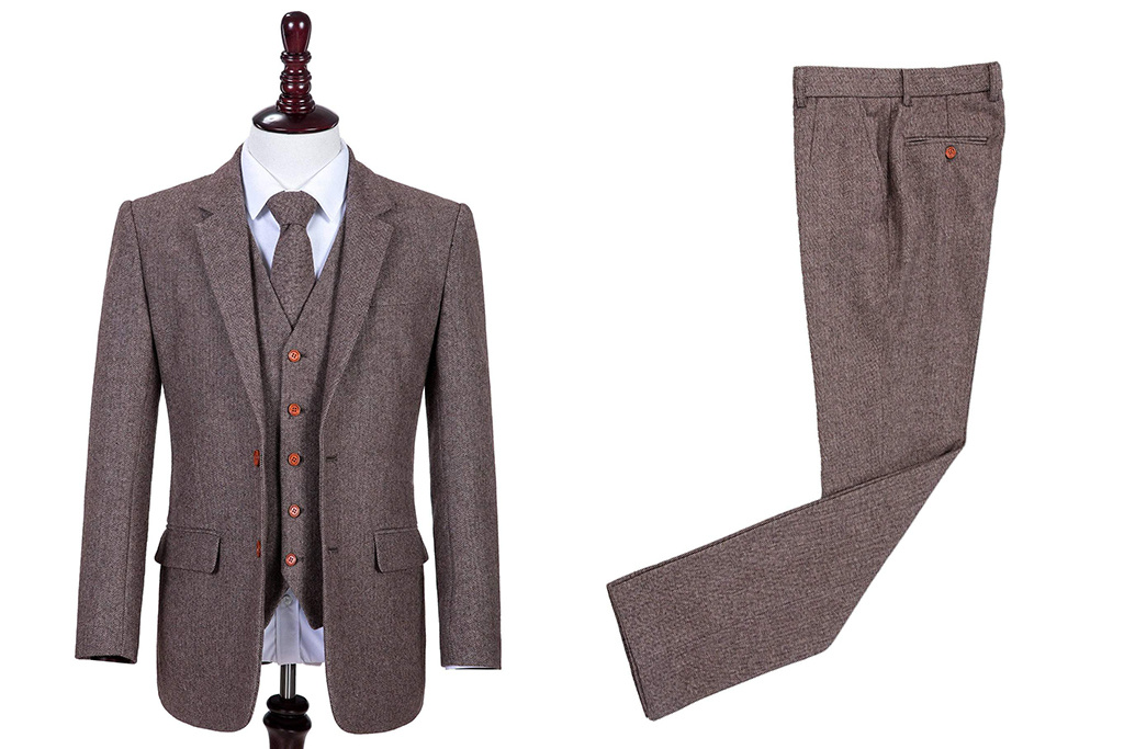 Men's tailored suit | 3-piece suit | brown Herringbone | Jeremiah Jesus | Peaky Blinders