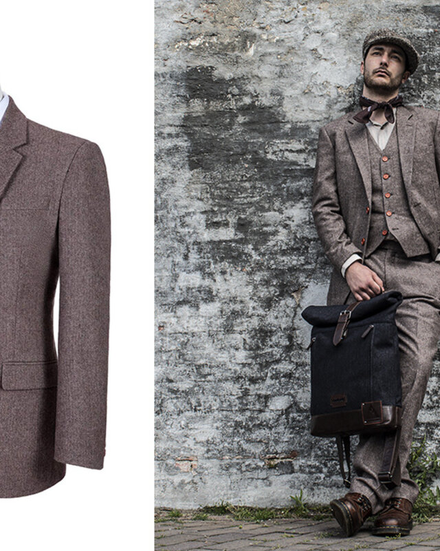 Maatpak voor heren | 3-delig pak | bruin Visgraat | Jeremiah Jezus | Peaky Blinders