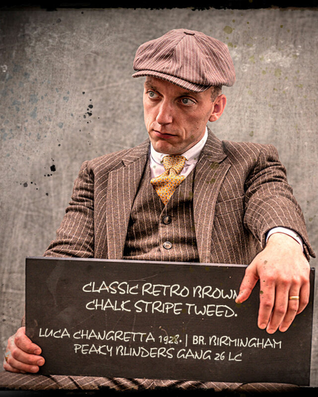 Men's tailored suit | 3-piece suit | brown striped Tweed | Luca Changretta | Peaky Blinders