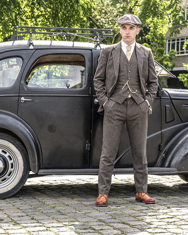 Traje sastre hombre | Traje 3 piezas | Tweed rayas marrones | Luca Changretta | Peaky Blinders