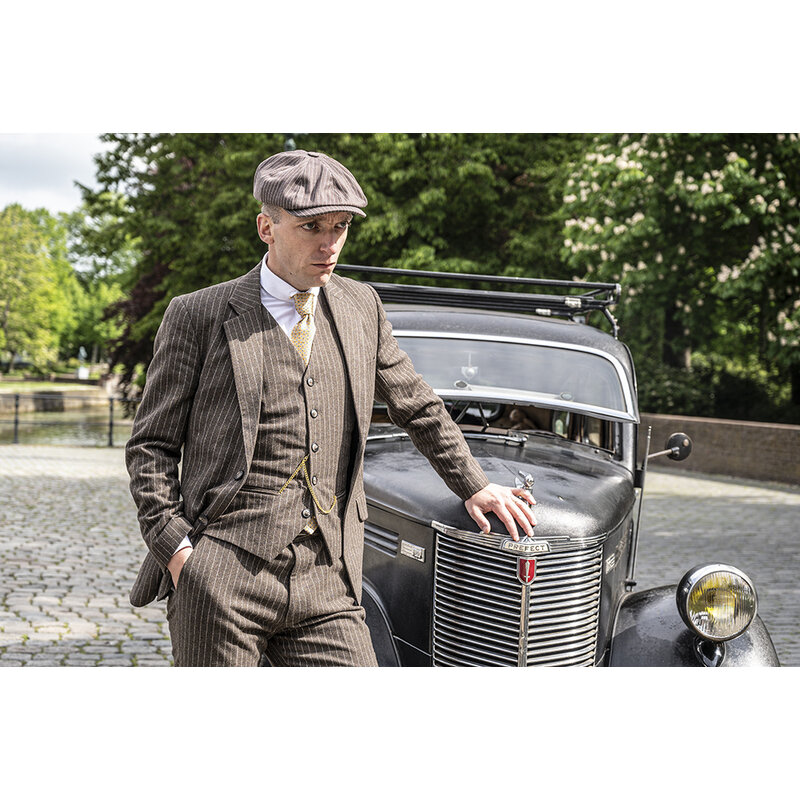 Maatpak voor heren | 3-delig pak | bruin gestreept Tweed | Luca Changretta | Peaky Blinders