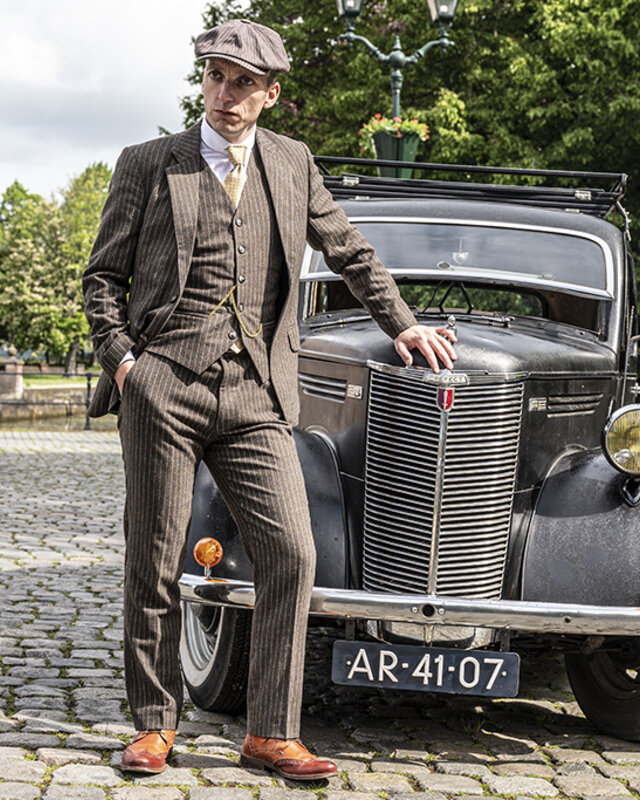 Traje sastre hombre | Traje 3 piezas | Tweed rayas marrones | Luca Changretta | Peaky Blinders