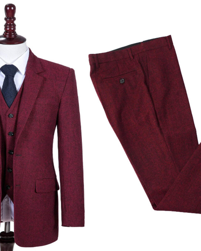 Herrenmaßanzug | 3-teiliger Anzug | rotes Barleycorn | Scudboat | Peaky Blinders