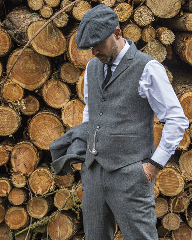 Costume sur mesure pour homme | Costume 3 pièces | Tweed Premium gris | Thomas Shelby | Peaky Blinders