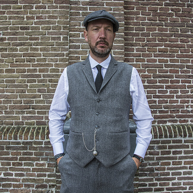 Traje sastre hombre | Traje 3 piezas | Premium Tweed gris | Thomas Shelby | Peaky Blinders