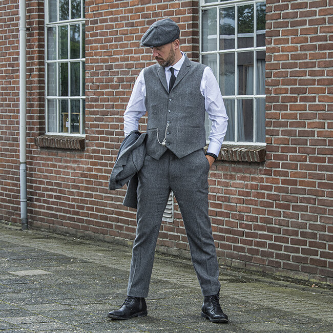 Traje sastre hombre | Traje 3 piezas | Premium Tweed gris | Thomas Shelby | Peaky Blinders
