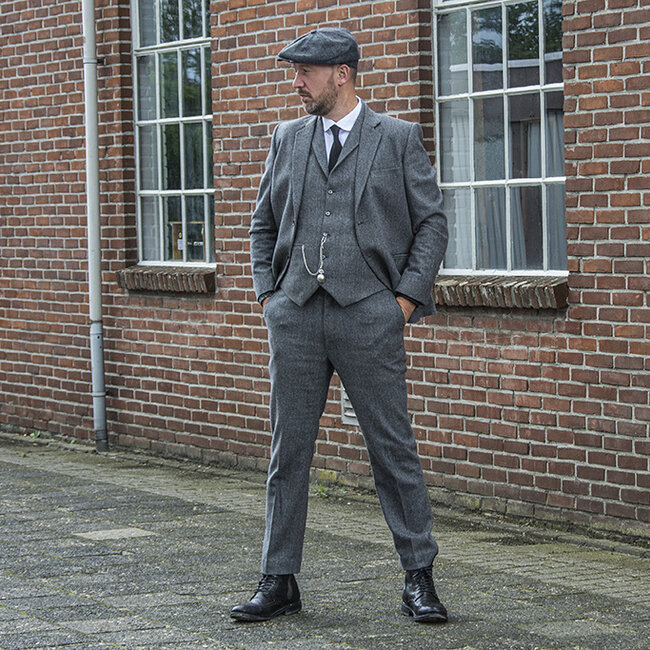 Traje sastre hombre | Traje 3 piezas | Premium Tweed gris | Thomas Shelby | Peaky Blinders