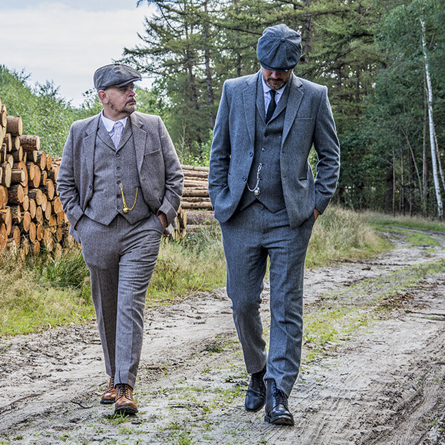 Traje sastre hombre | Traje 3 piezas | Premium Tweed gris | Thomas Shelby | Peaky Blinders