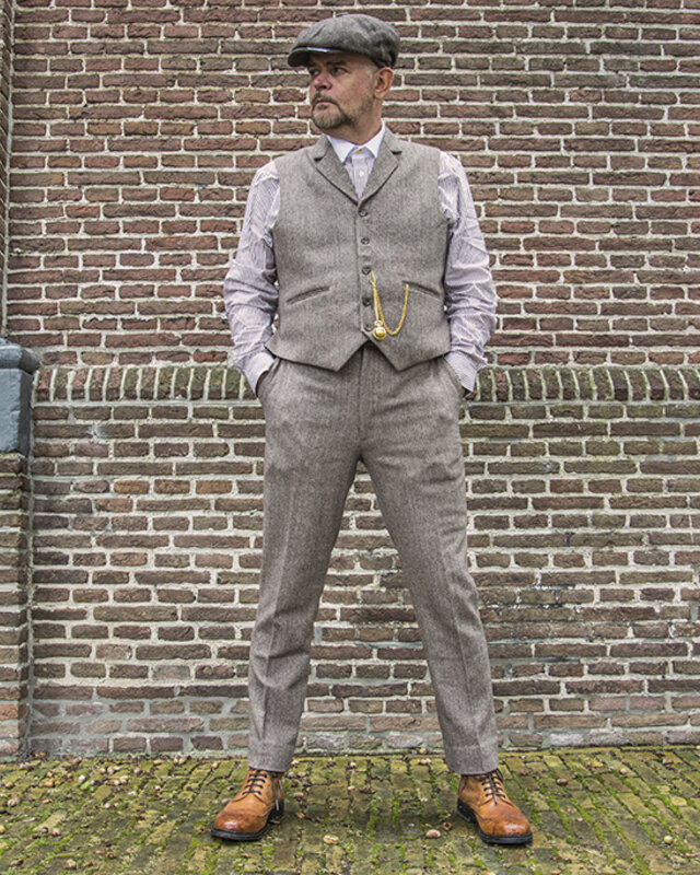 Traje sastre hombre | Traje 3 piezas | Premium Tweed marrón | Arthur Shelby | Peaky Blinders