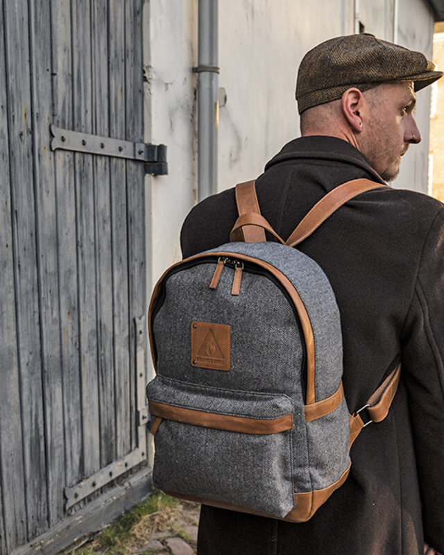 Digbeth - Mochila de tweed Gris/Coñac