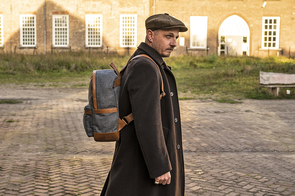 Digbeth - Tweed Rucksack grau/Cognac