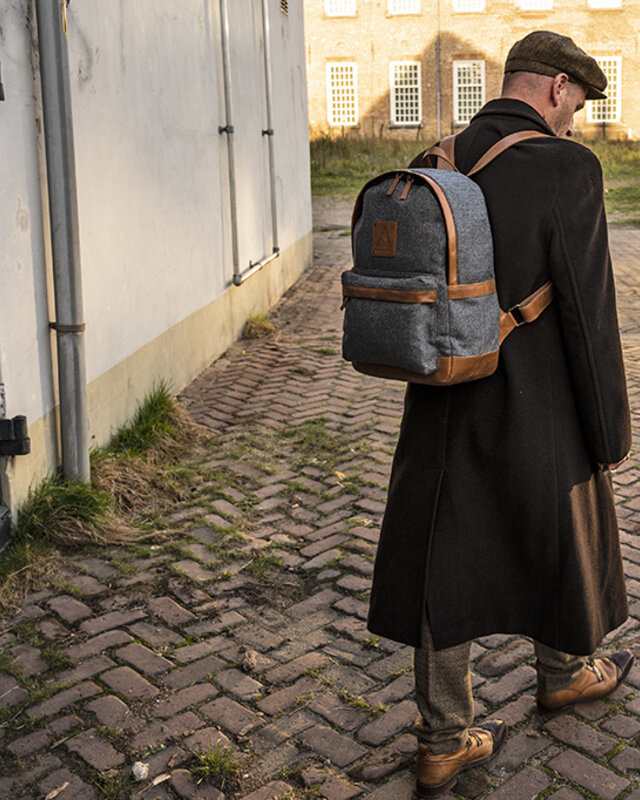 Digbeth - Mochila de tweed Gris/Coñac