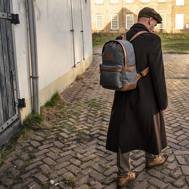 Digbeth - Mochila de tweed Gris/Coñac