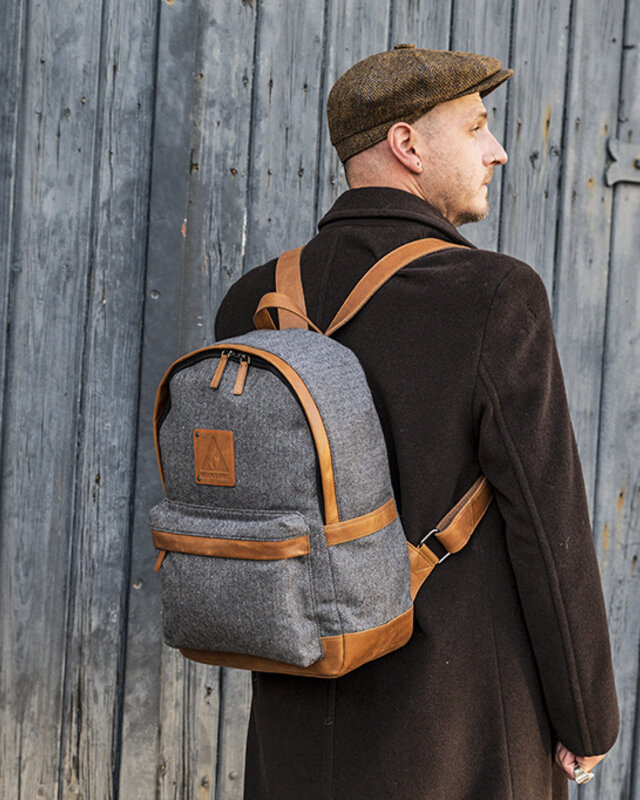 Digbeth - Mochila de tweed Gris/Coñac