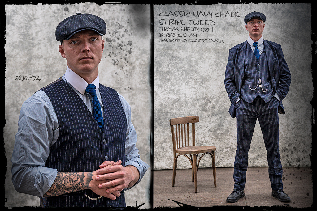 Costume 3 pièces en tweed Classic Navy Chalk Stripe