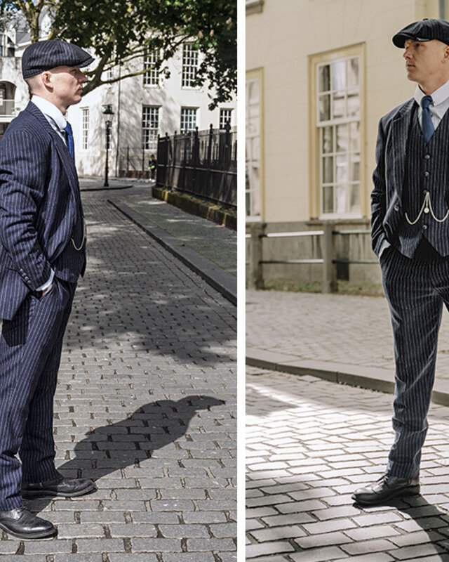 3-delig Tweed pak Klassiek Navy Chalk Stripe