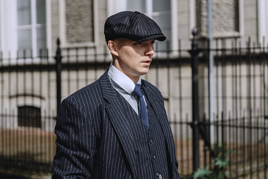 Traje de tweed de 3 piezas Clásico Azul Marino a Rayas