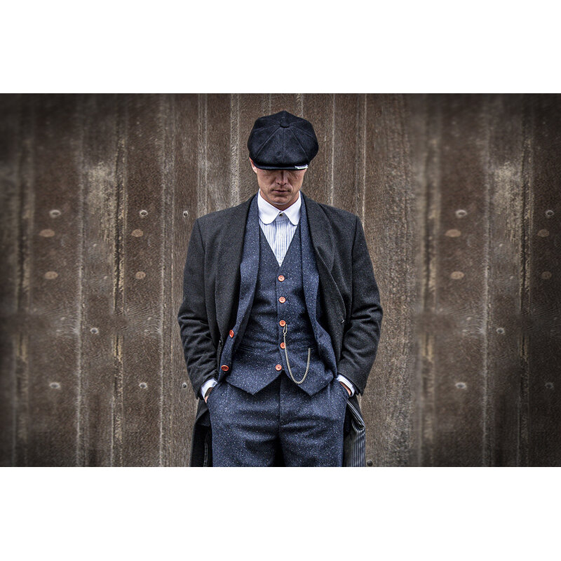3-delig Tweed pak Klassiek Navy gekleurd gespikkeld