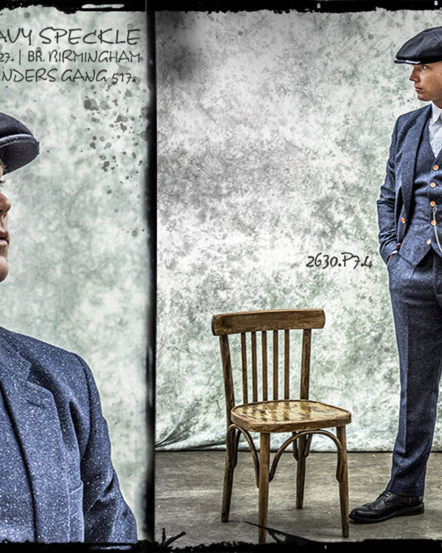 3-teiliger Tweed-Anzug Classic Navy Gesprenkelt