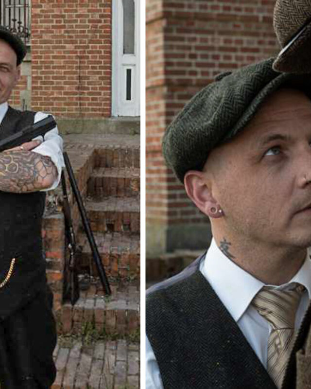 Men's tailored suit | 3-piece suit | green speckled tweed | Thomas Shelby | Peaky Blinders