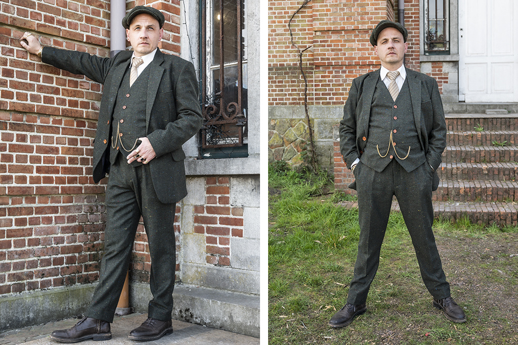 Costume sur mesure pour homme | costume 3 pièces | tweed moucheté vert | Thomas Shelby | Peaky Blinders