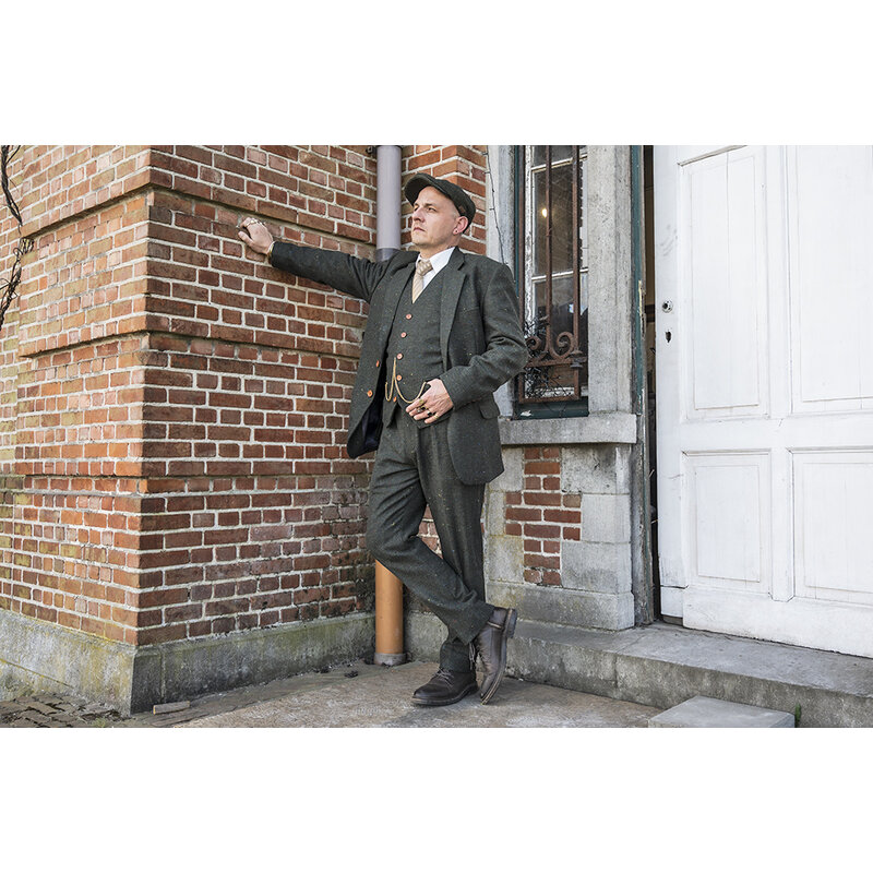 Men's tailored suit | 3-piece suit | green speckled tweed | Thomas Shelby | Peaky Blinders