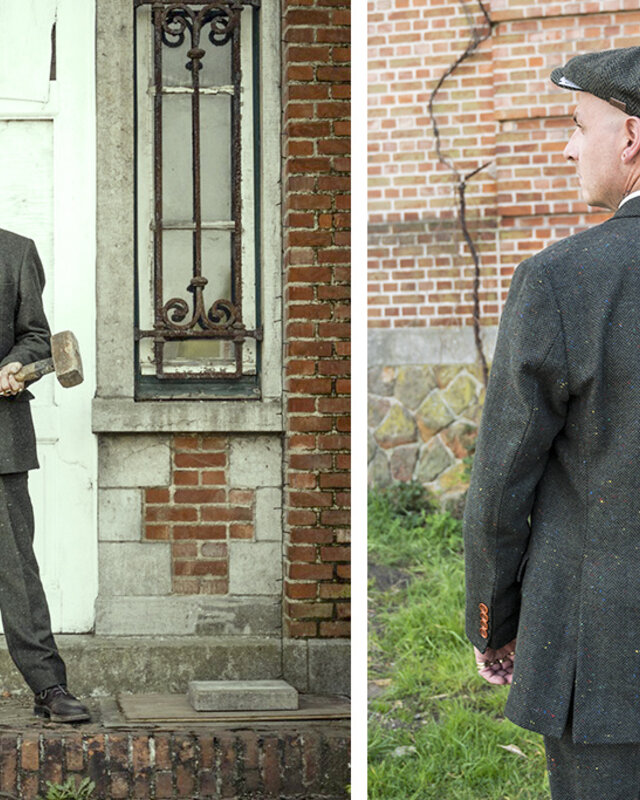 Men's tailored suit | 3-piece suit | green speckled tweed | Thomas Shelby | Peaky Blinders
