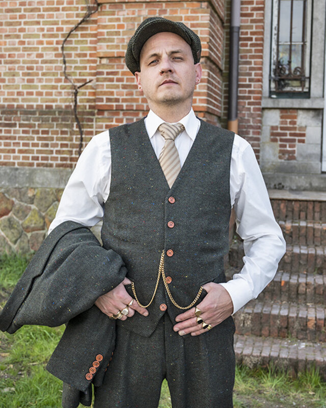 Herren Maßanzug | 3-teiliger Anzug | grün gesprenkelter Tweed | Thomas Shelby | Peaky Blinders