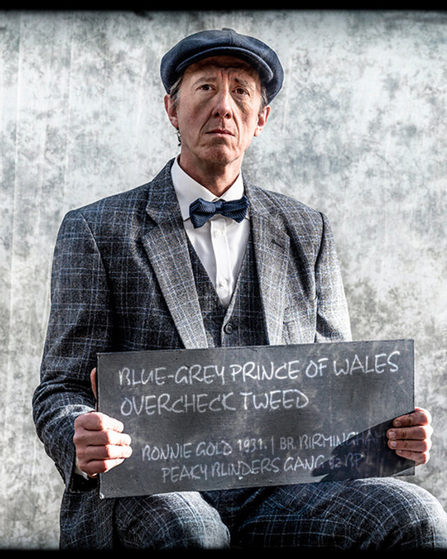 Traje sastre hombre | Traje 3 piezas | Azul/gris sobre cuadros | Bonnie Gold | Peaky Blinders