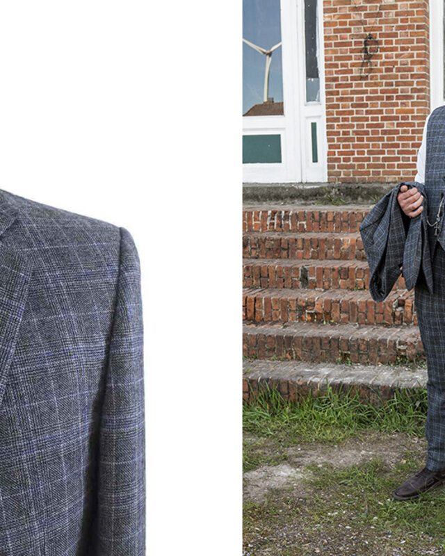 Maatpak voor heren | 3-delig pak | blauw/grijs Overcheck | Bonnie Gold | Peaky Blinders