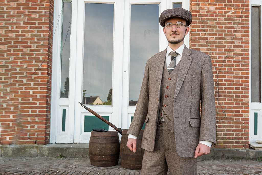 Traje de 3 piezas de tweed clásico marrón claro de tweed Maíz de cebada