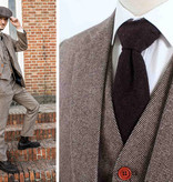 Traje de 3 piezas de tweed clásico marrón claro de tweed Maíz de cebada