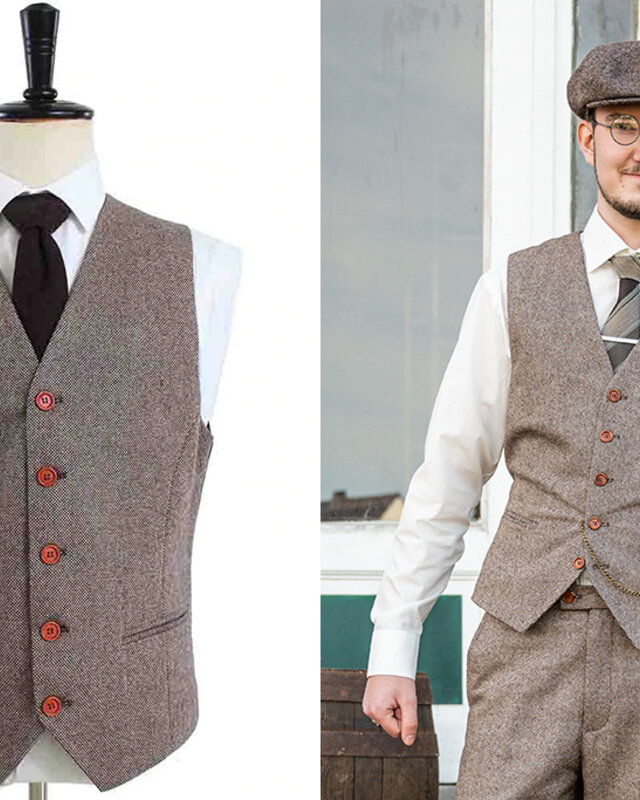 3-Piece Tweed Suit Classic Light Brown Barleycorn  Tweed