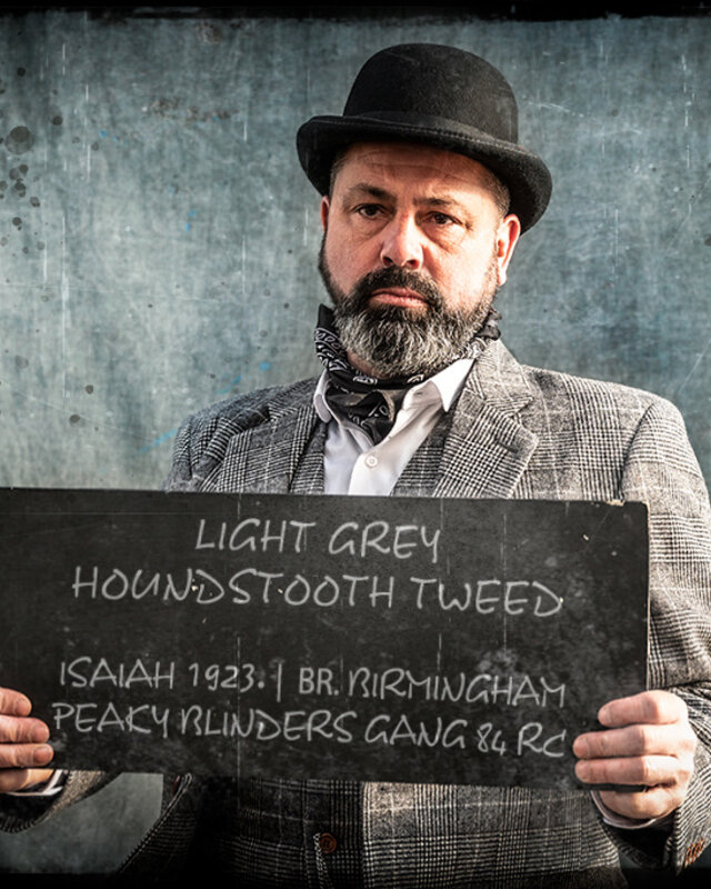 3-teiliger Tweed-Anzug Hahnentritt hellgrau