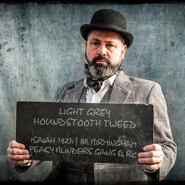 Traje de tweed de 3 piezas Pata de gallo gris claro