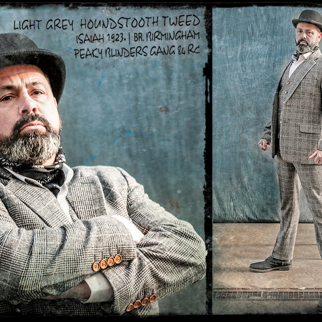 Traje de tweed de 3 piezas Pata de gallo gris claro